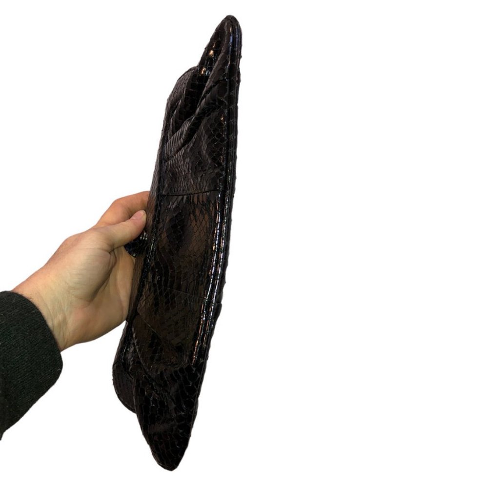 Franchi Collection Black Python Snakeskin Clutch … - image 5